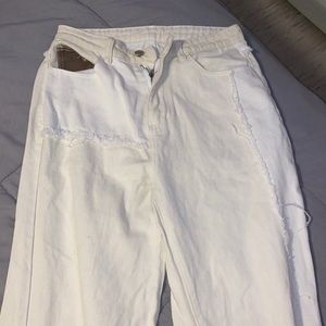 Shein brown and white colorblock pants